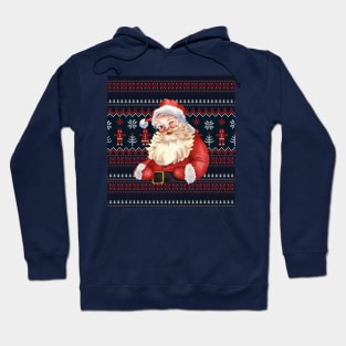 Santa Claus Knitted Ugly Sweater Matching Design Hoodie